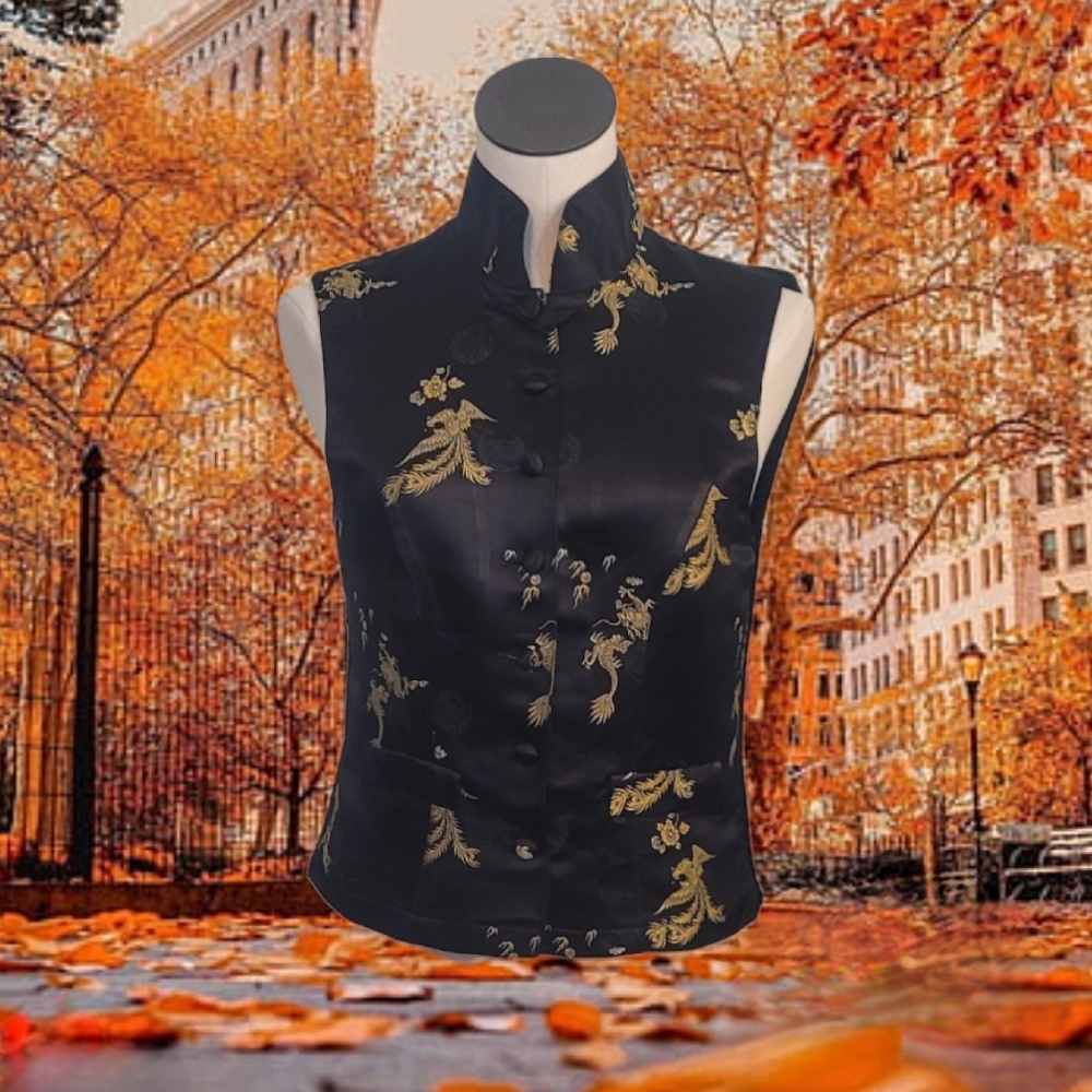 Black Satin Vest